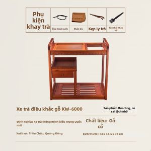 Kamjove | Xe Đẩy Trà Gỗ Cứng Tự Động Truyền Thống