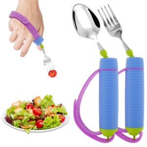 Adjustable Tableware Fork Spoon Set with Non-slip Handle Stainless Steel Adaptive Utensils Tableware for Elderly Kitchen Gadgets