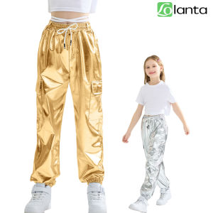 LOlanta Girls Hip Hop Trousers Cargo Pants Kids Elasticated Jogger Streetwear Dance 6-16Years