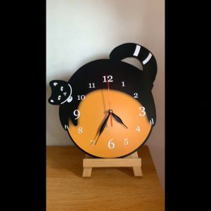 RC - 195 Jam Dinding Ukir MOTIF KUCING Hiasan dingding Ruang tamu/ kamar tidur/Dll