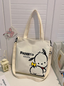 กระเป๋าผ้าใบลายการ์ตูนสุดน่ารักสำหรับนักเรียนหญิง กระเป๋าสะพายไหล่ข้างเดียว ความจุขนาดใหญ่ กระเป๋าถือสำหรับเดินทาง กระเป๋าถือแบบ Tote Bag