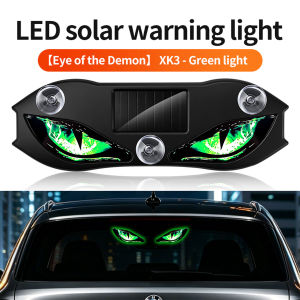KEVANLY | 1PCS LED Solar Powered Warning Lamp Devil’s Eye Shaped Car Window Decorative Light With Suction Cup Red Flashing Signal Lamp