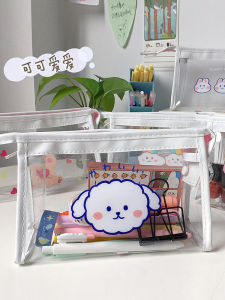 Kawaii Large Capacity PVC Pencil Case & Transparent Waterproof Student Makeup Storage Bag