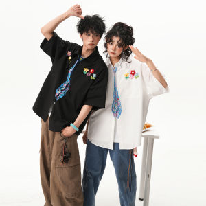 BWKA | Fun Fake Collar Graffiti Short Sleeve Shirt
