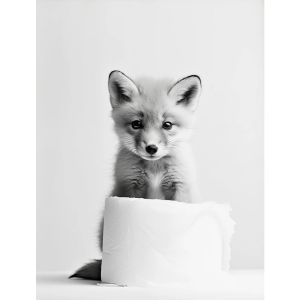 Black and White Cute Animal and Toilet Paper Poster Lion Owl Cat Dog Canvas Painting Wall Art Bathroom Living Room Home Decor