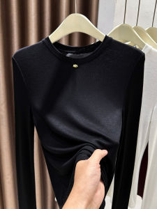 French Style Knitted Long Sleeve round Neck Base Shirt Womens Correct Shoulder Minimalist Autumn T-Shirt Inner Wear Top