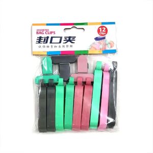 12 Pieces Food Clips Plastic Food Bag Clips Reusable Bag Clips for Food Storage Colorful Sealing Clips for Snack Coffee