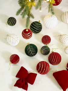 Set 6pcs Christmas Ball Ornaments Festive Atmosphere Hanging Decor Home Christmas Tree Decoration