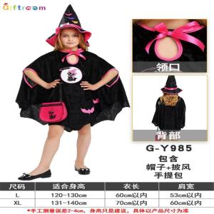 Childrens Halloween Costume Witch Dress up Party Outfit Girls Devil Skirt Nursery Magic Show Performance Clothing
