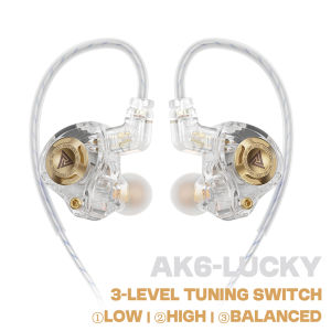 QKZ AK6-Lucky Earphones HIFI Bass Earbuds Monitor 3-Level Tuning Switch 3.5mm AUX In-Ear Stereo Sound Headset Sport Headphones