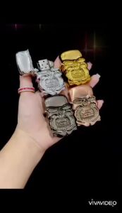 HỘP QUẸT BẬT LỬA XĂNG ĐÁ THIẾT KẾ MÔ HÌNH ĐẦU LẦU KHẮC NỔI KIM LOẠI NGUYÊN KHỐI