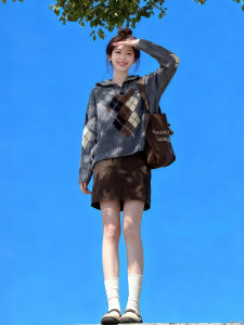 XUECAIQI | Youthful Korean Style Autumn Winter Knitwear & Skirt Set