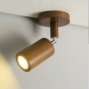 Nordic LED Wall Lamp Solid Wood Ceiling Spotlight Indoor Adjustable Surface-mounted Wall Lights Aisle Stairs Home Decor Sconces