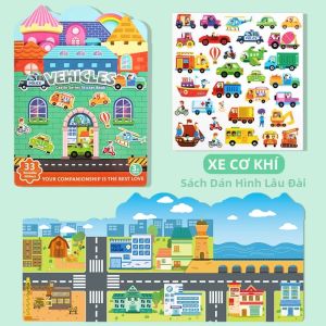 Sách Dán Hình Tái Sử Dụng Theo Chủ Đề Động Vật & Phương Tiện Hoạt Hình - Đồ Chơi Giáo Dục Vui Nhộn Dành Cho Bé Trai & Bé Gái Từ 3-12 Tuổi