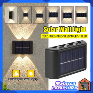 Solar Wall Light 2/4/6/8/10/12 LED Up And Down Luminous Lighting Waterproof Outdoor Garden Yard Decor Lamp Column Wall Lamp