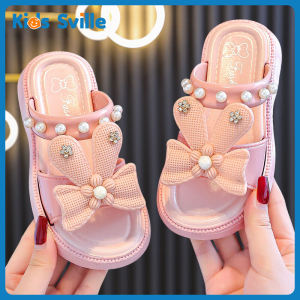 Kids Sville Girls Slippers รองเท้าแตะรัดส้นเด็กผู้หญิง แฟชั่นเด็ก แต่งโบว์น่ารัก รองเท้าเจ้าหญิง ยางนิ่ม เบา ใส่สบาย 26-35 หลา