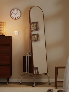 Rotatable Full Body Dressing Mirror And Clothes Rack Integrated Portable Floor Standing Bedroom Furniture for Girls Home Use