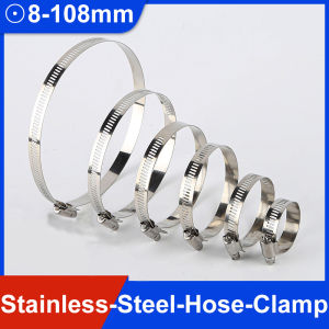2pcs 8-100mm Hose Clamps 304Stainless Steel Adjustable Worm Gear Pip Tube Tool For Water Pipe  Plumbing Fuel Line Intercooler