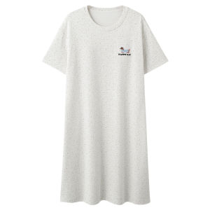 MiiOW | Plus Size Womens Cotton Sleep Dress Summer Thin Print Casual Home Wear Sweet Large Size Dress Can Be Worn Outside Catman