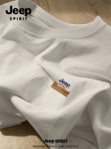 Jeep Pure Cotton Long Sleeve T-Shirt Mens Loose Casual Top Fashion Inner Shirt Autumn Comfortable Soft Geometric Print