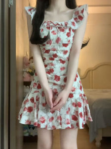 XIATIANWEIYU | Elegant Floral Print Slimming Dress