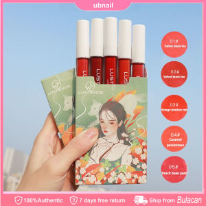 5PCS/Set Waterproof Lip Tint Set Moisturizing Long Lasting Lip Gloss Matte Velvet Lip Glaze Lipstick