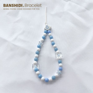 Blue and White Clouds of Stars Phone Case Chain Pendant Short Convenient Suitable for All Mobile Phone Cameras CCD Chain Rope Portable Hand-Carrying Wrist Strap Anti-Lost and Anti-Fall Female Fresh Easiest for Match