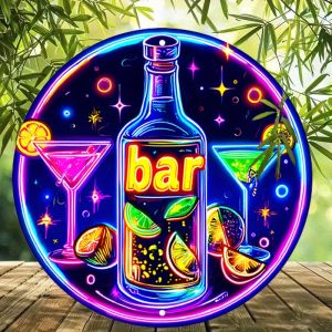 CIFbuy | CIFBUY Cyberpunk Neon Bar Sign Aluminum Wall Art Waterproof Fade Resistant Durable Metal Decor for Home Bar Garage Man Cave
