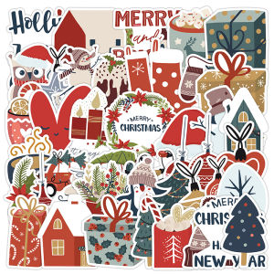 50PCS New Style Christmas Stickers Children Creative DIY Gift Box Gift Card Helmet Stationery Box Envelope Decoration Decals Toy