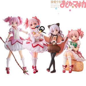 Bandai | 4 Kinds PMMM Magical Girl Anime Figure Kaname Madoka Action Figure Kawaii Figurine Cute Loli Collection Model Toy Gift