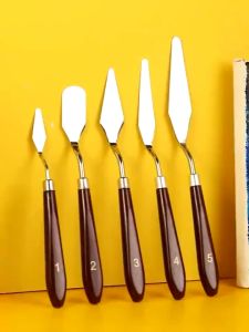 5pcs Palette Stainless Steel Scraper Painting Artist Spatula Tools Cake Baking Cream Scraper
