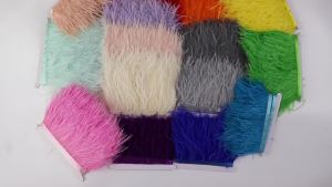 1Meter Red Fluffy Ostrich Feathers Trim 8-10cm Natural Plumes Fringe Ribbon for Wedding Dress Party Clothing Sewing Accessories