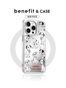 Benefit Trendy Cartoon Spot Dog Mirror Surface Magnetic Attraction Phone Case for iPhone 16 pro Max Apple 15 pro Anti-Fall Samsung S25