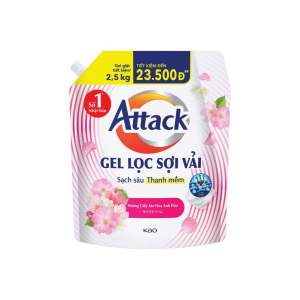 Gel giặt Gel Giặt Attack Hương Giấc Mơ Hoa Anh Đào Thiên Nhiên Trong Lành Trái Cây Tươi Mát 2.5kg
