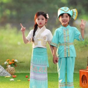 Dai Quần Áo Bé Trai Vân Nam Xishuangbanna Trang Phục Thái Lan Mùa Hè Bé Gái Dân Tộc Thiểu Số Ngày Thiếu Nhi Trang Phục Biểu Diễn