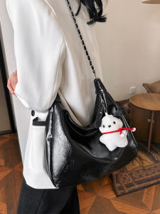 Fashionable Minimalist Womens Shoulder Bag 2024 New Chain Crossbody Bag Large Capacity Youth Casual Handbag PU Material