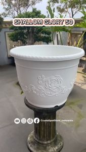 POT BUNGA TANAMAN SHALLOM GLORY 20 PUTIH BAHAN TEBAL + TATAKAN BAWAH