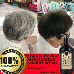 penghitam rambut uban permanen halal sampo rambut uban permanen 300ml sampo semir rambut warna hitam Tidak melukai kulit kepala