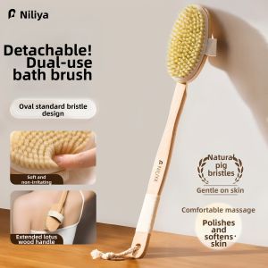 NILIYA | Long Handle Soft Bristle Loofah Brush