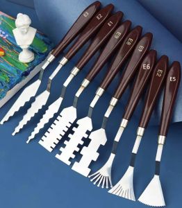 ชุดเครื่องมือขูดสี 9 ชิ้น มีดสี หัวขูดรูปทรงพิเศษ มีดสีรูปฟัน สำหรับงานเพ้นท์สีน้ำมันและสีอะคริลิค 