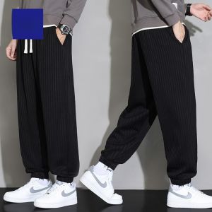 ROMON | Romon Mens Casual Thickened Autumn Winter Sports Loose Fit Sweatpants Elastic Waist Cargo Pants Long Trousers For Plus Size