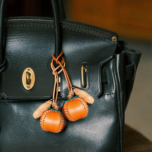 Handmade Leather Bag Charm Good Things Happen Sesame Seed Sandalwood Decoration Little Persimmon Handcrafted Cowhide Persimmon Luck