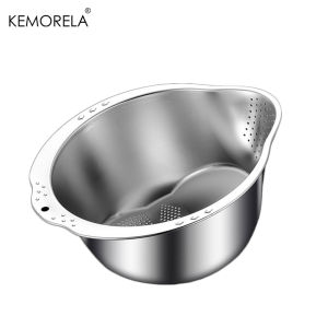 New Rice Washer Strainer Bowl Stainless Steel Rice Washing Bowl Rice Sieve Colander Fruit And Vegetable Strainer Kitchen Tools