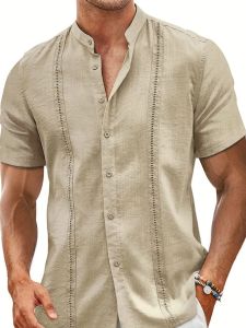 Mens Casual Button up Short Sleeve Shirt Standard Fit Youthwear Summer Season Regular Thickness Short Sleeve Open Cardigan