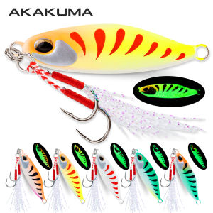 5Pcs Jig Bait 7G/10G/15G/20G Sinking Lure 3D Eyes Metal Casting Lure Luminous  Jigging Lure with Double Hooks for Bass Trout