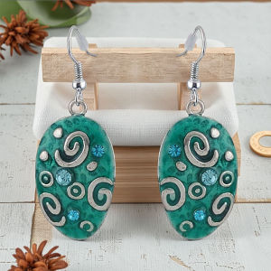 Retro Style Enamel Trendy Earrings Zinc Alloy Antique Silver Plated Fashionable Jewelry Accessory