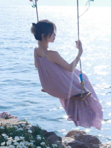 Dopamine Purple Sleeveless Neck Hanging Dress Womens Summer New Beach Vacation Beach Ice Silk A-Line Long Skirt