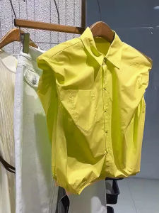 Fashionable Street Style Womens Shirt Summer New Arrival Polo Collar Slimming Top Elegant Age-Defying Versatile Fly Sleeve