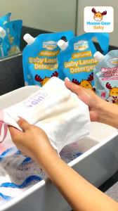 Moose Gear Baby Laundry Liquid Detergent 1000ml 6PACKS (Powder Scent) Hypoallergenic Antibacterial