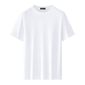 Miiow | Pure White Ice Silk Cool Feeling Breathable Mens Short Sleeve T-Shirt Modal Fiber Cotton Elastic Fiber Summer New Arrival